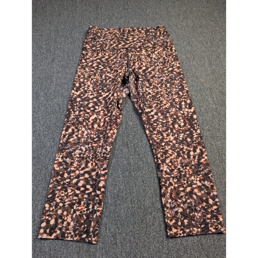 Lululemon High Rise Crop Leggings Size 8 Multi Color Abstract Animal Print Yoga